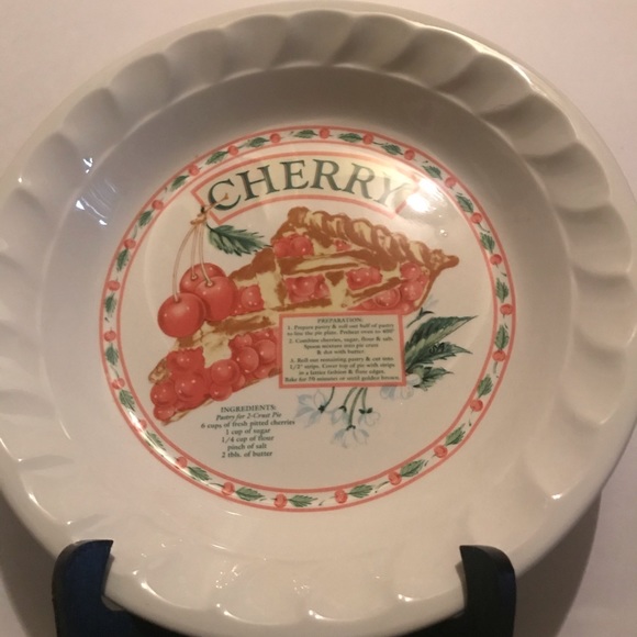 COPY - Vintage (1980s) Cherry Pie Recipe Pie Plate. - Picture 2 of 4